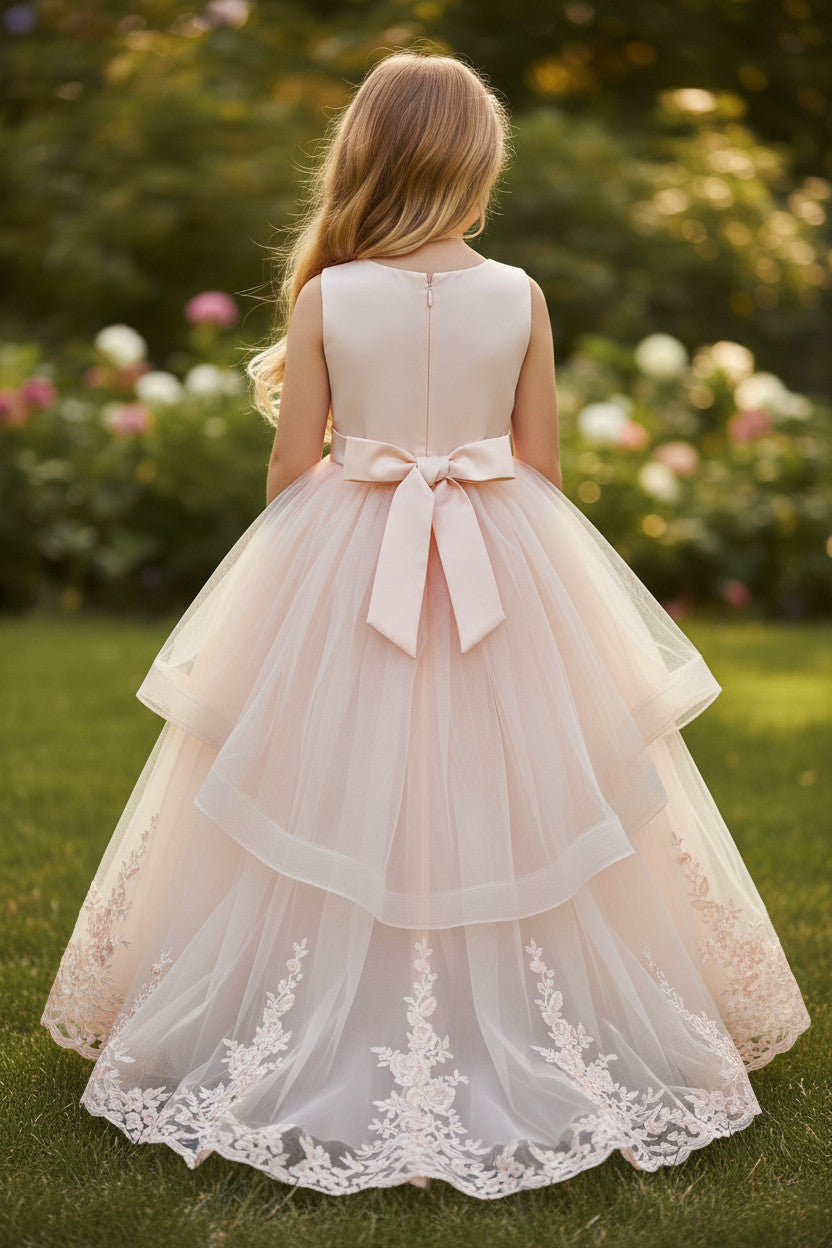 Barbara High Low Peach Birthday Dress