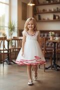 Laira White Red Bead Girls Dress