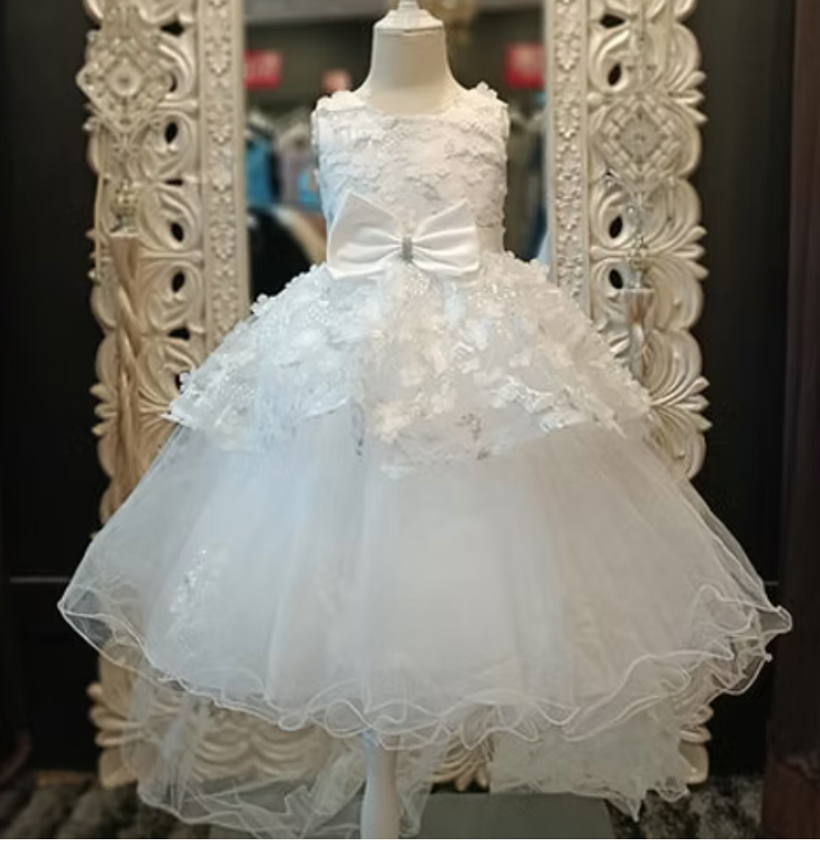Sienna White Dress with Trail