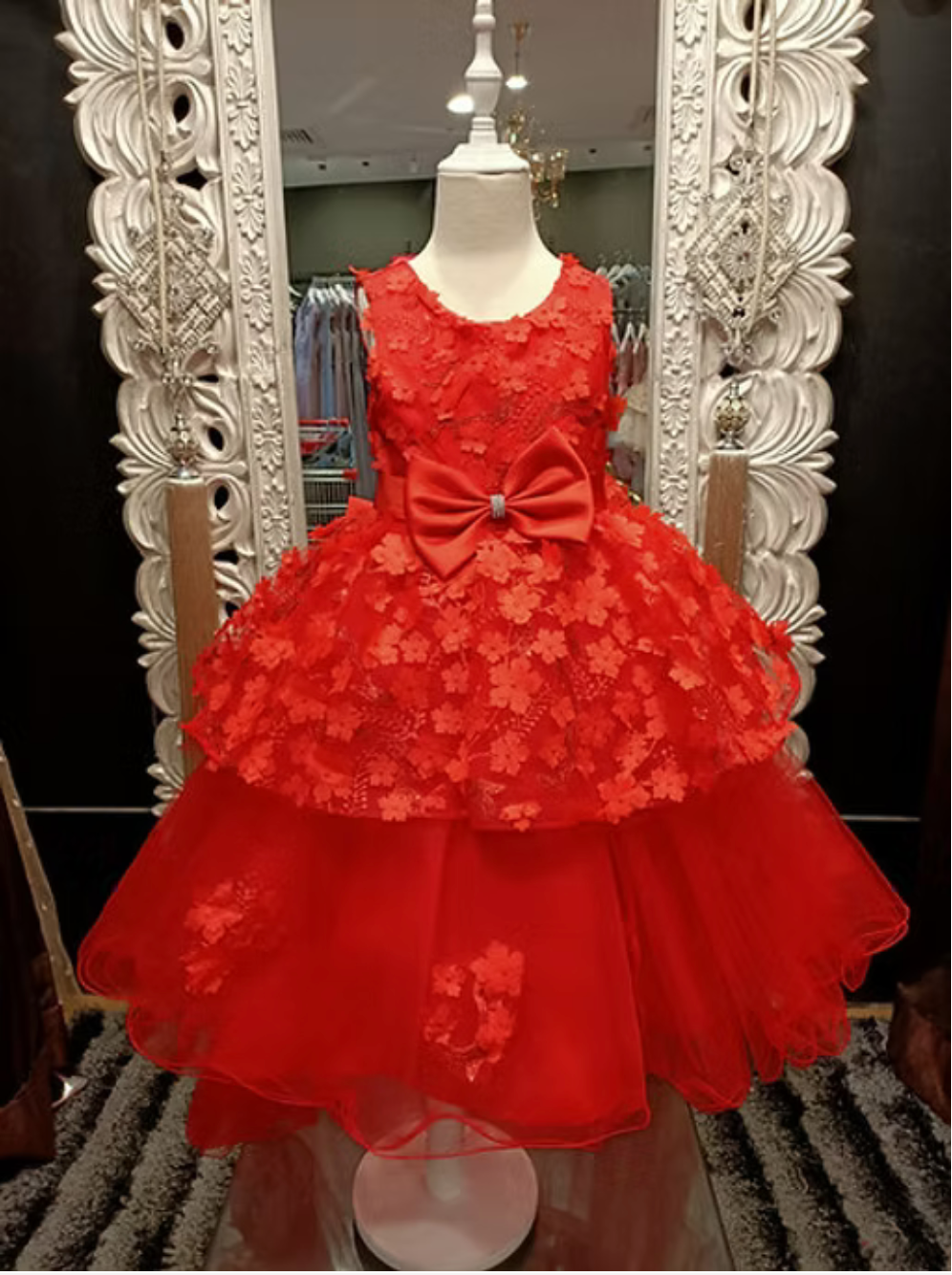 Sienna Red Dress with Trail