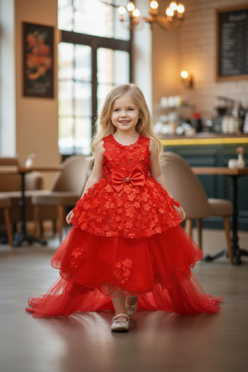 Sienna Red Dress with Trail