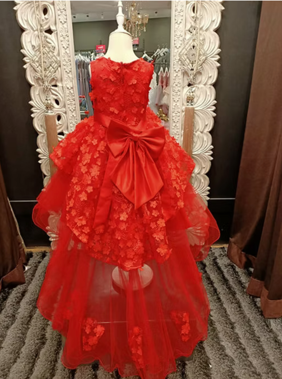 Sienna Red Dress with Trail