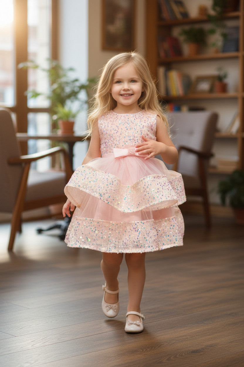Nora Sequin Dress-Blush Pink