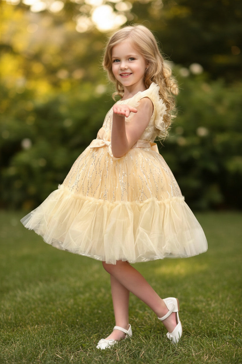 Nelia Glitter Dress- Buttermilk