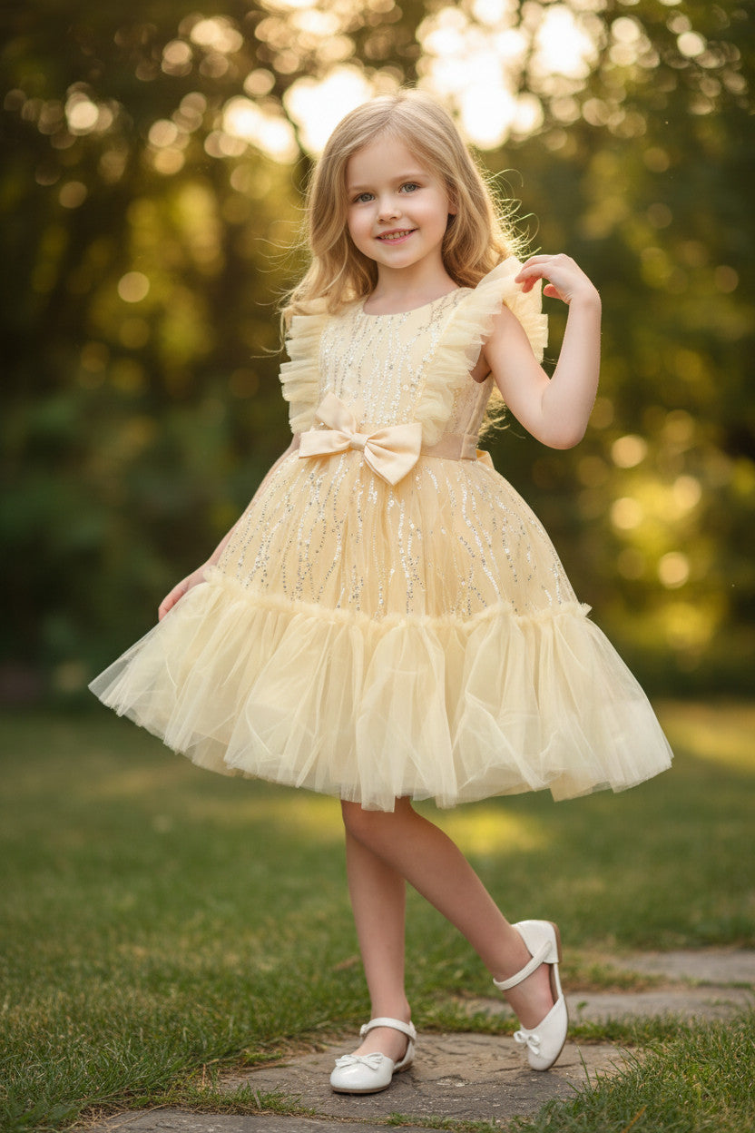 Nelia Glitter Dress- Buttermilk