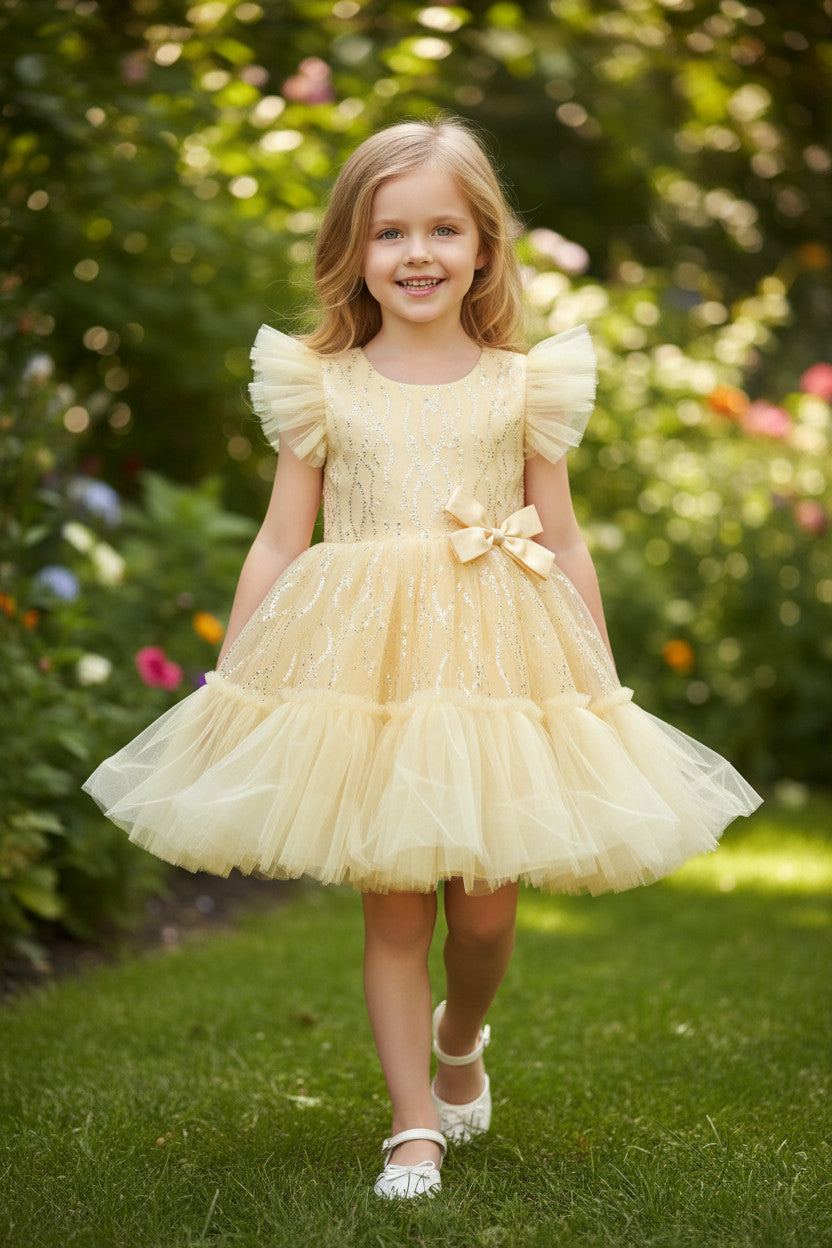 Nelia Glitter Dress- Buttermilk