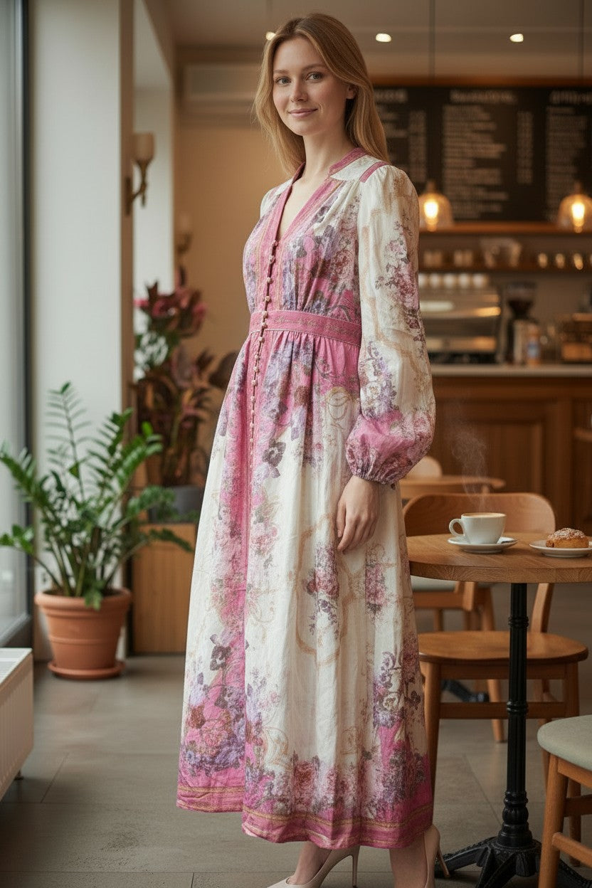 FRANKIE Printed Rayon Midi Dress