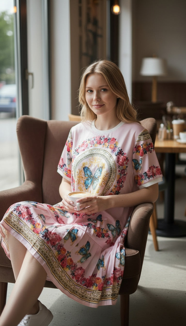 Butterfly 2 pockets Polyester comfort Dress