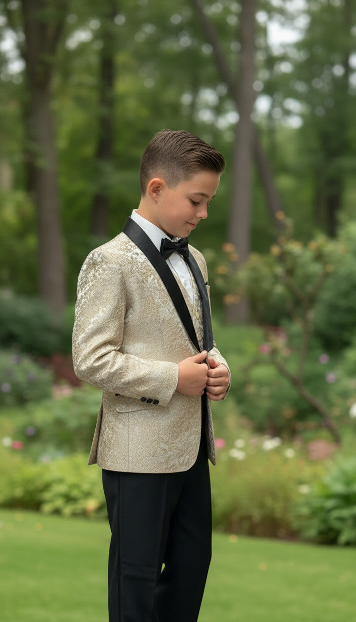 LUCAS Floral Jaquard (3Pcs boys Suit)