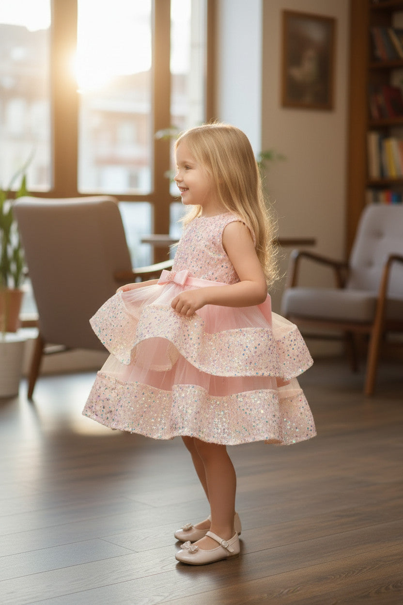 Nora Sequin Dress-Blush Pink