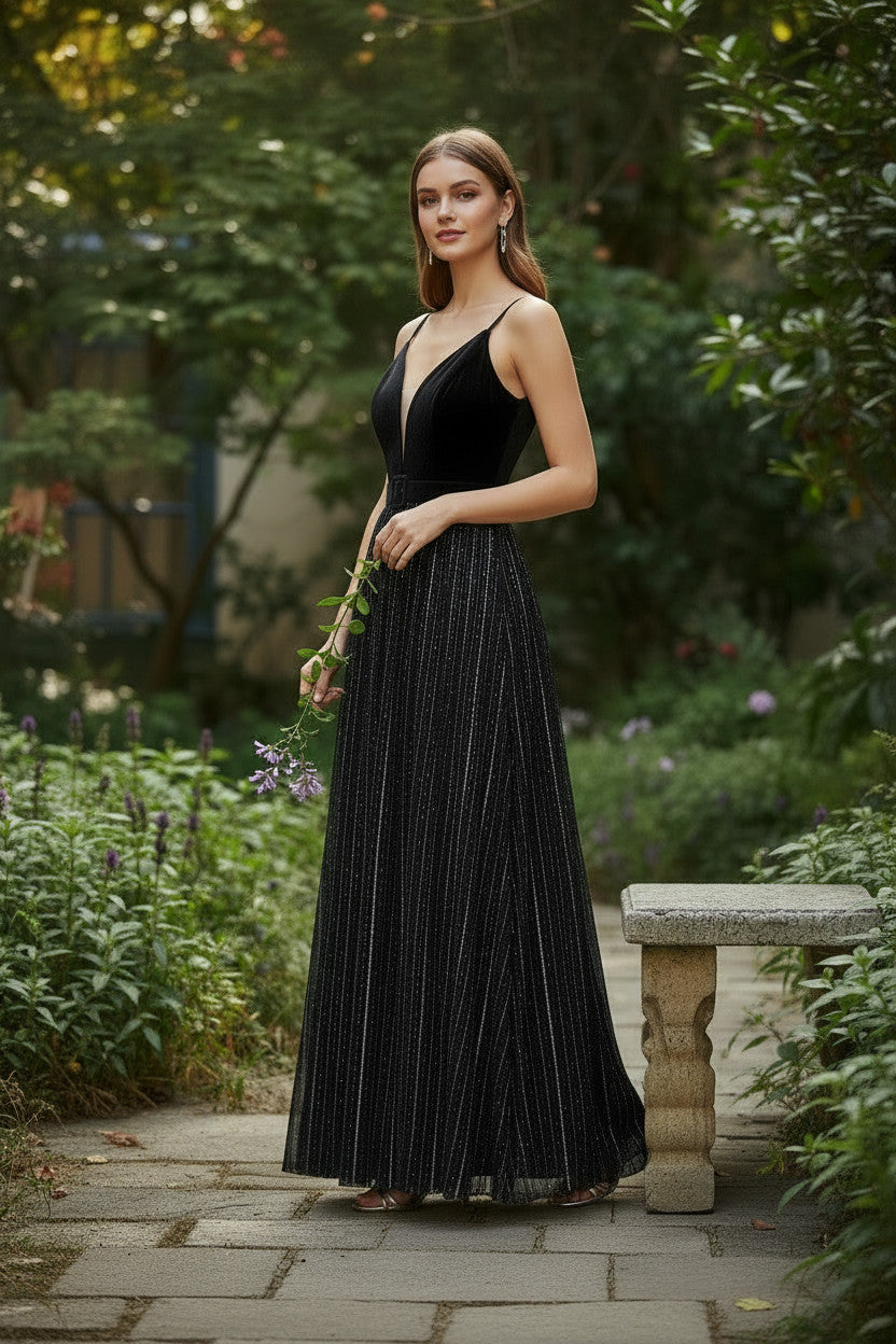 CHANTELLE Navy Blue Sequin Gown