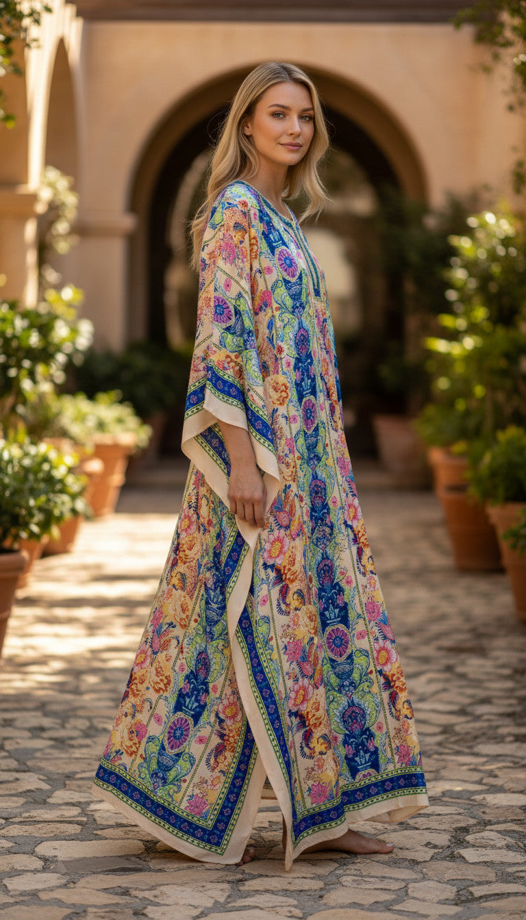 Long Ethnic Polyester Kaftan Dress