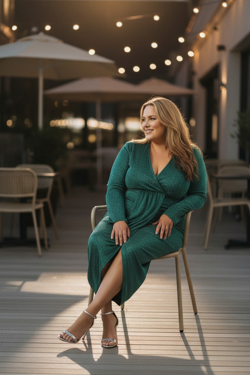 Emerald Nancy Shimmer Plus size Dress