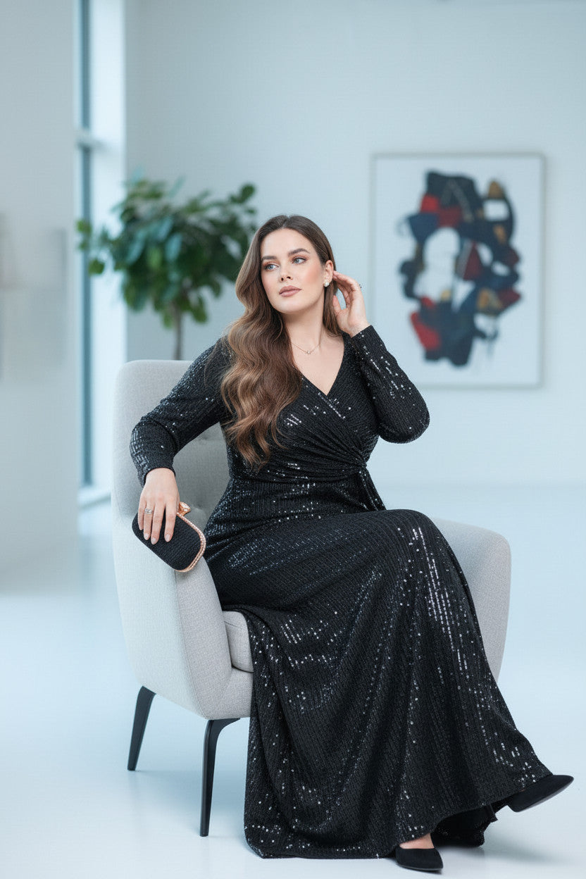 YARETZI sequin Glitter Gown