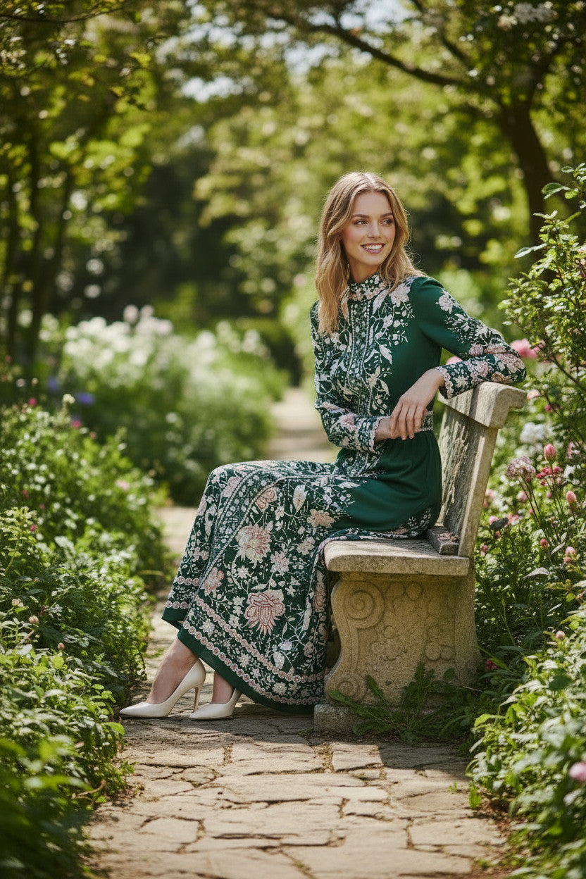 EVERGREEN Regal Print Floral Dress
