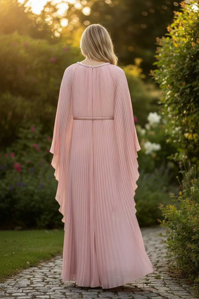 Layla Pleated Gown-Peach