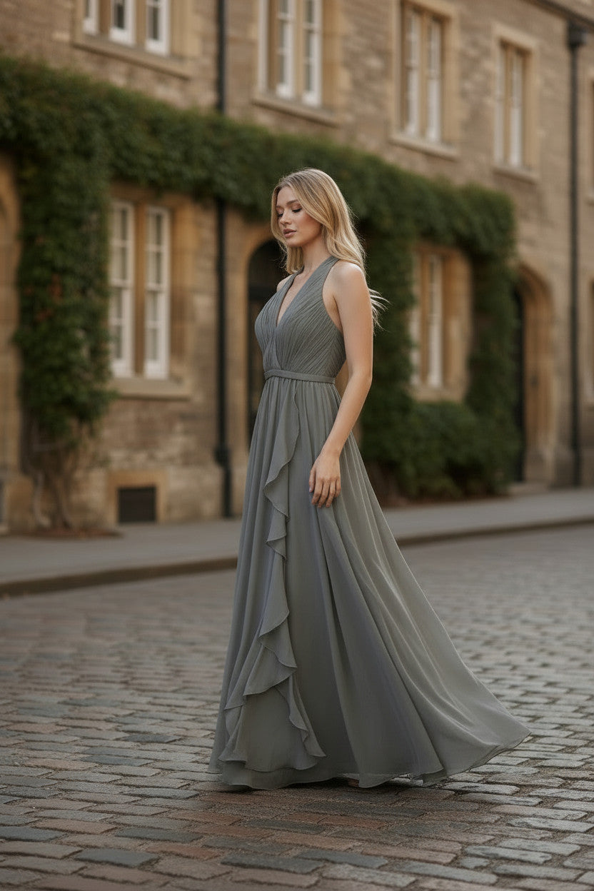 Halter Neck Gown with Handbeading on neck
