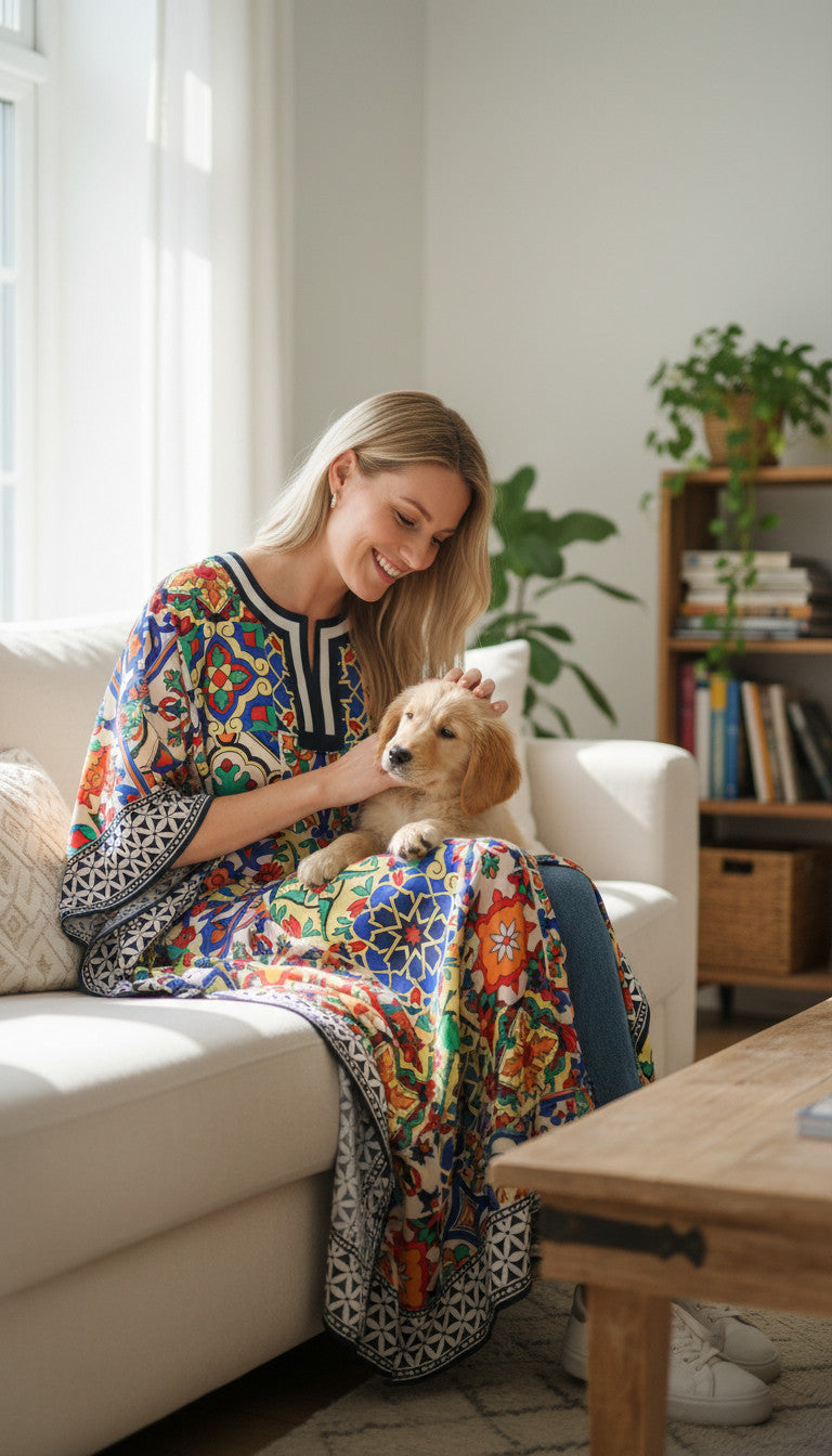 Long Mosaic print Stylish Kaftan dress