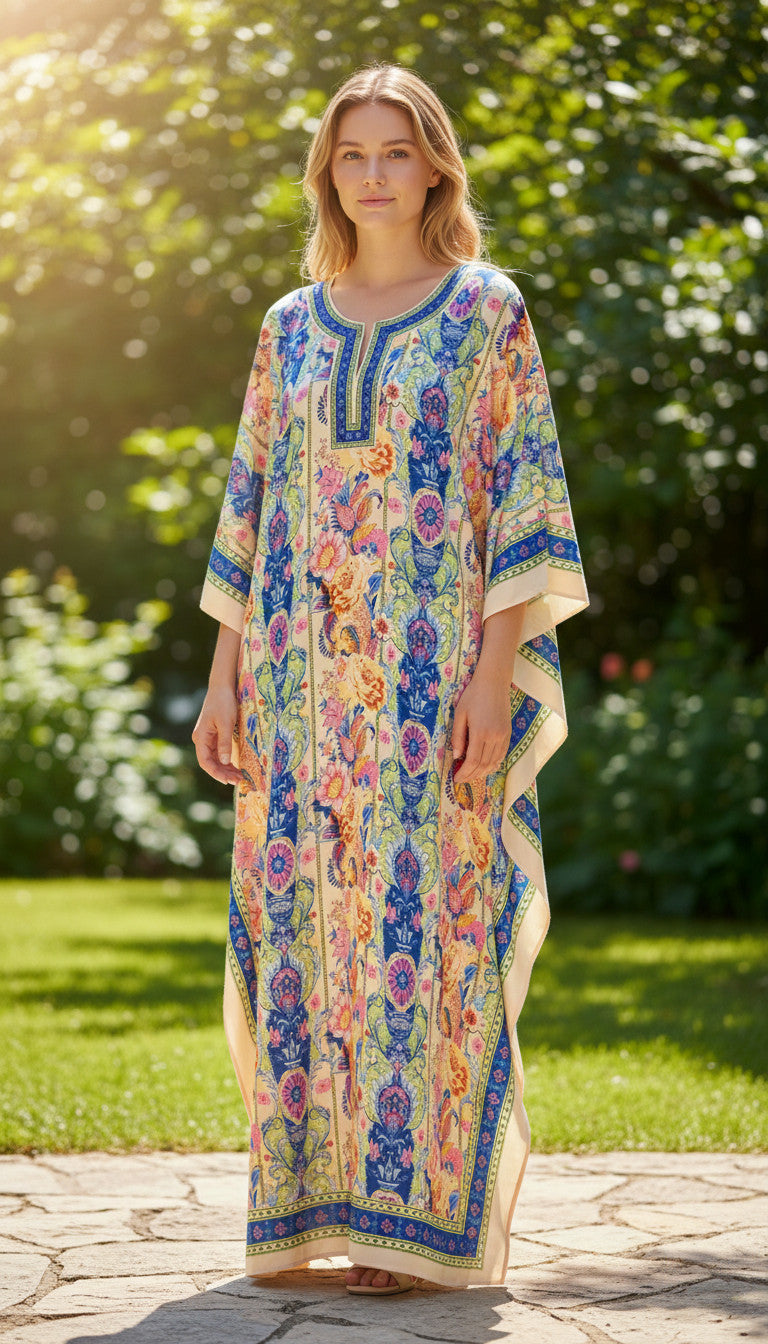 Long Ethnic Polyester Kaftan Dress