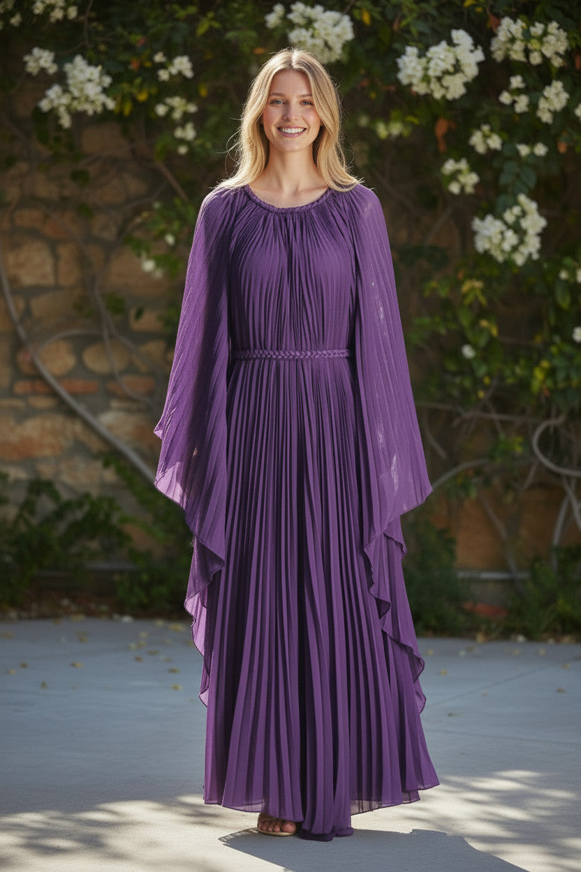 CHLOEE Pleated Gown-Deep Purple