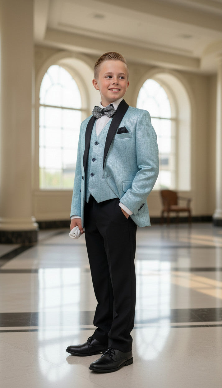 BENJAMIN Sky Jacquard Boys Suit (3 pcs)