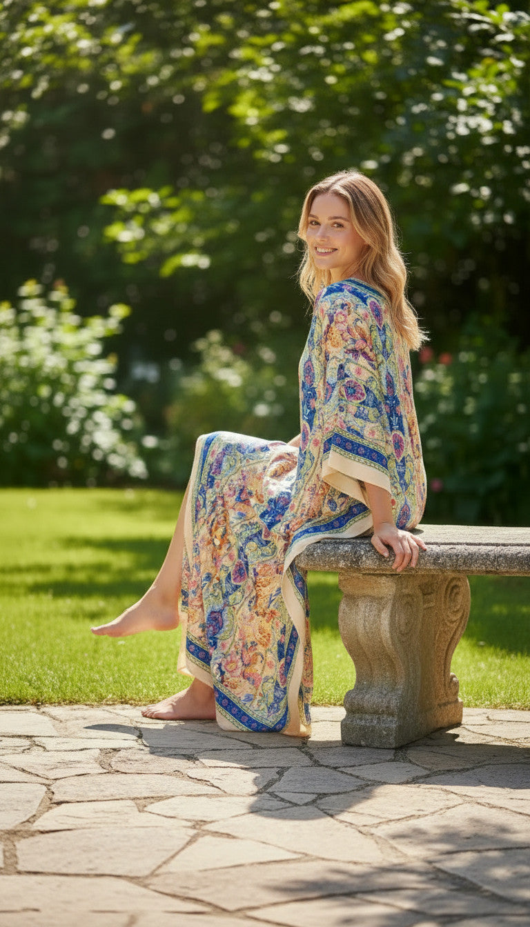 Long Ethnic Polyester Kaftan Dress