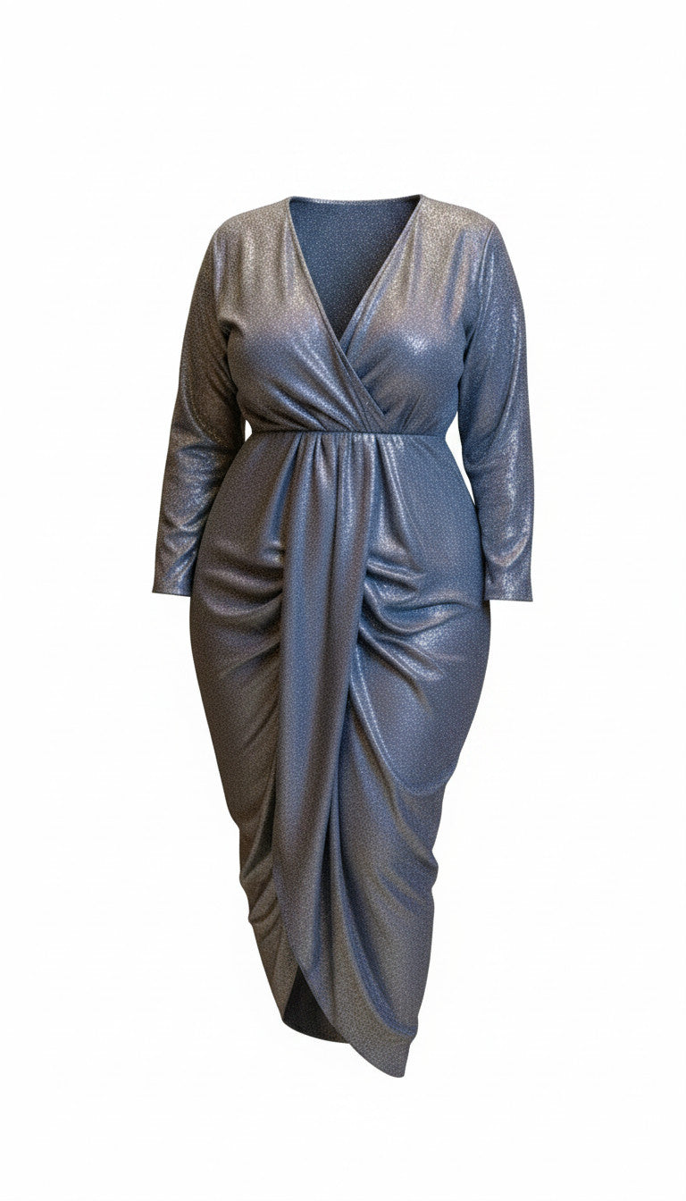 Purple Silver Nancy Shimmer Plus size dress