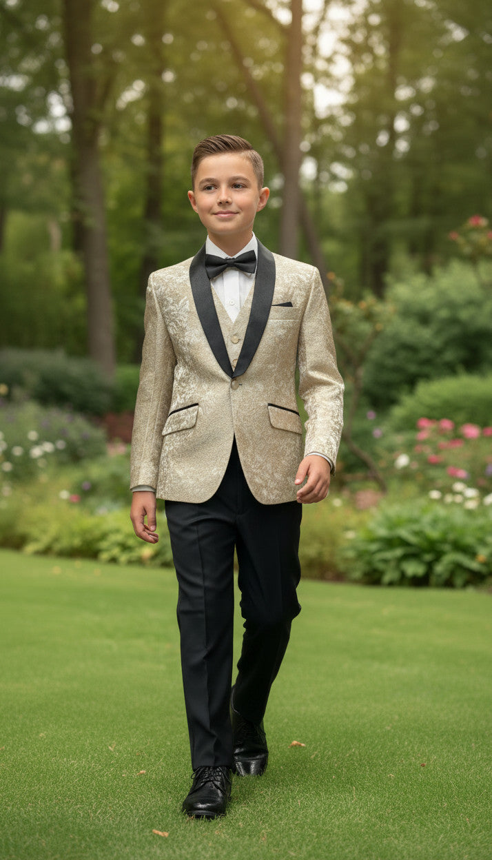 LUCAS Floral Jaquard (3Pcs boys Suit)