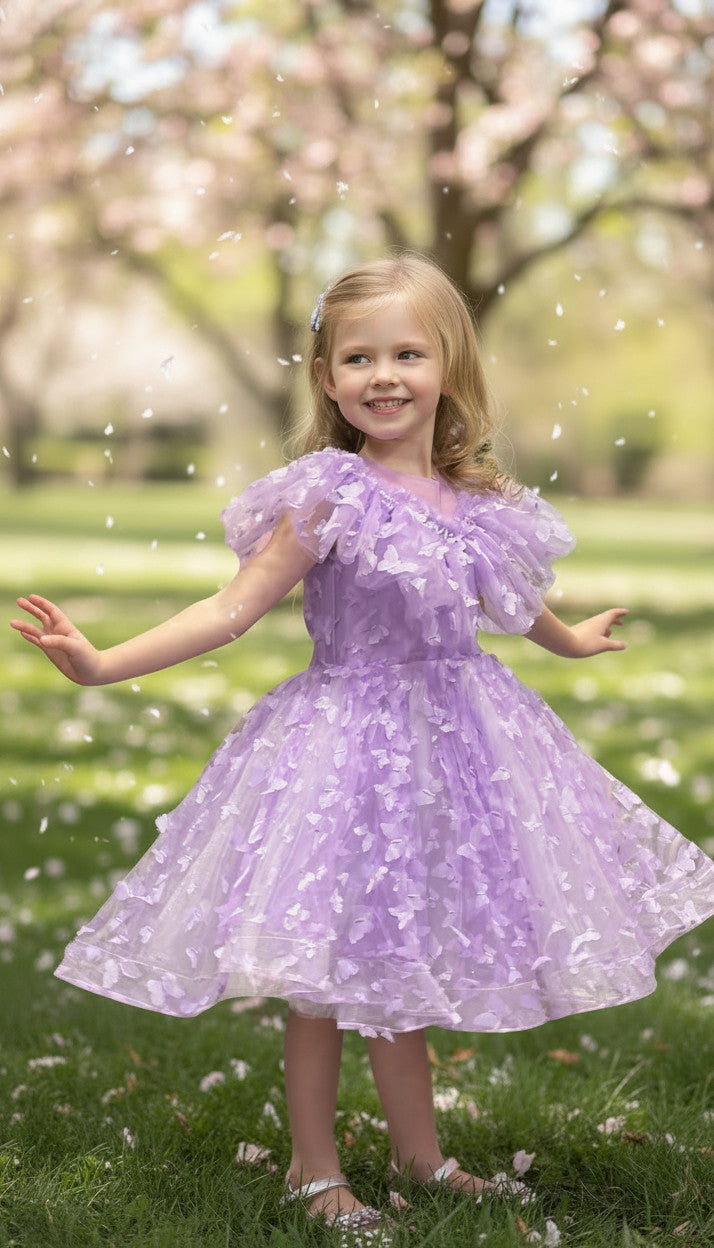 MIA 3D butterfly Glitter puffy Dress (Lilac)