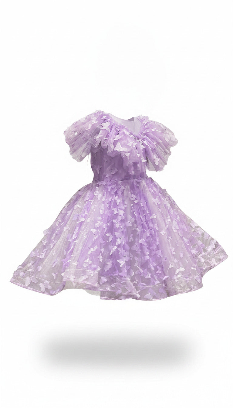 MIA 3D butterfly Glitter puffy Dress (Lilac)