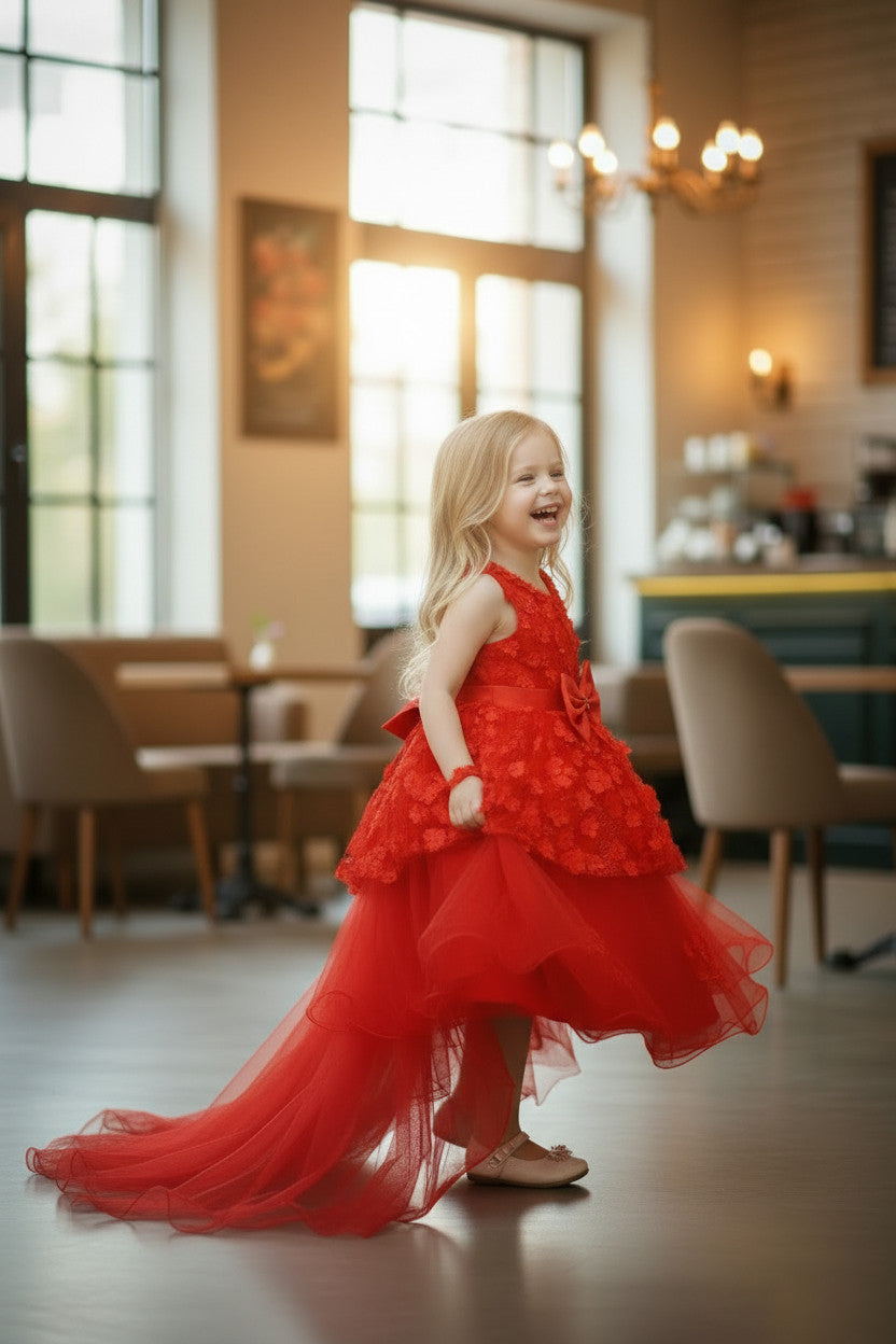 Sienna Red Dress with Trail
