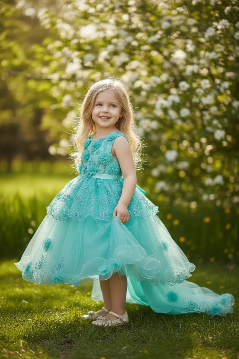 Opal Mint HIgh Low Princess Dress