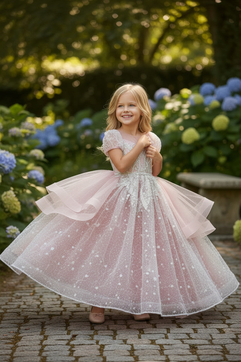 Collette Lux princess Gown-Rouge Pink