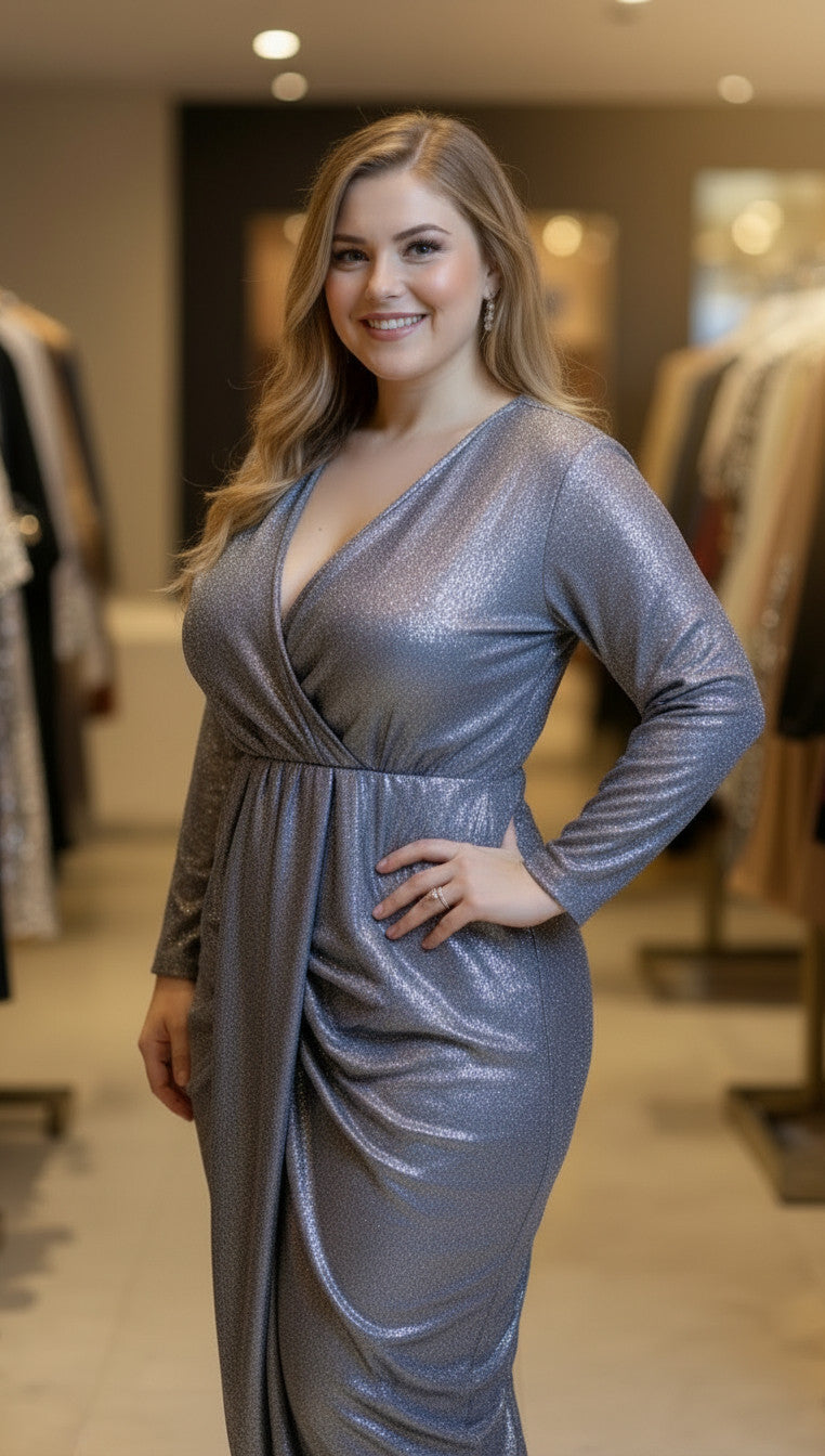 Purple Silver Nancy Shimmer Plus size dress