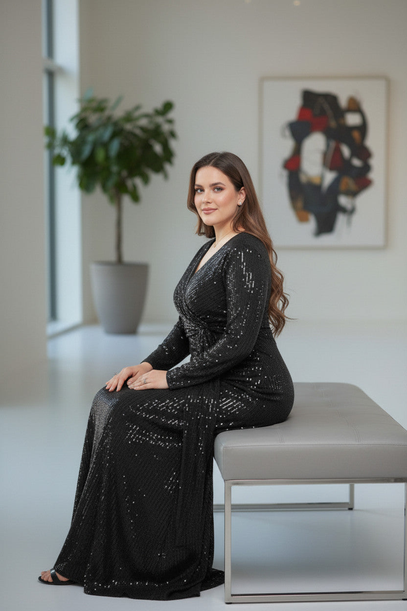 YARETZI sequin Glitter Gown
