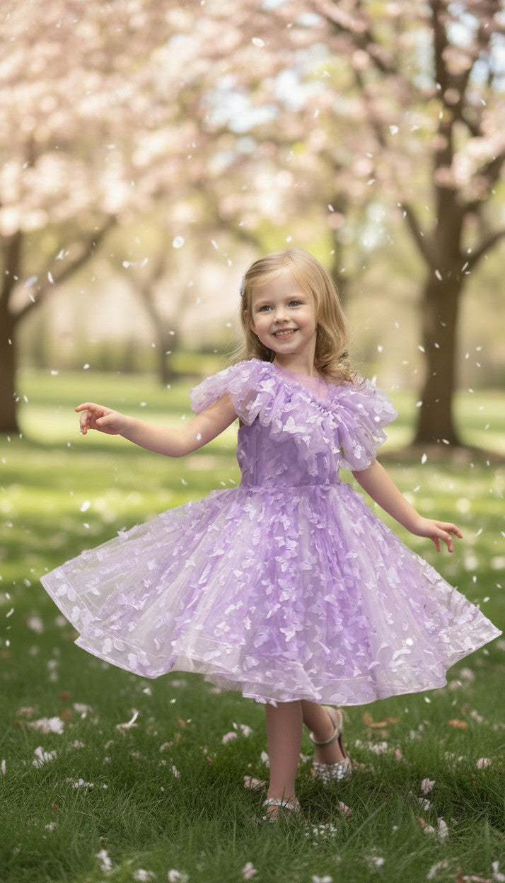 MIA 3D butterfly Glitter puffy Dress (Lilac)