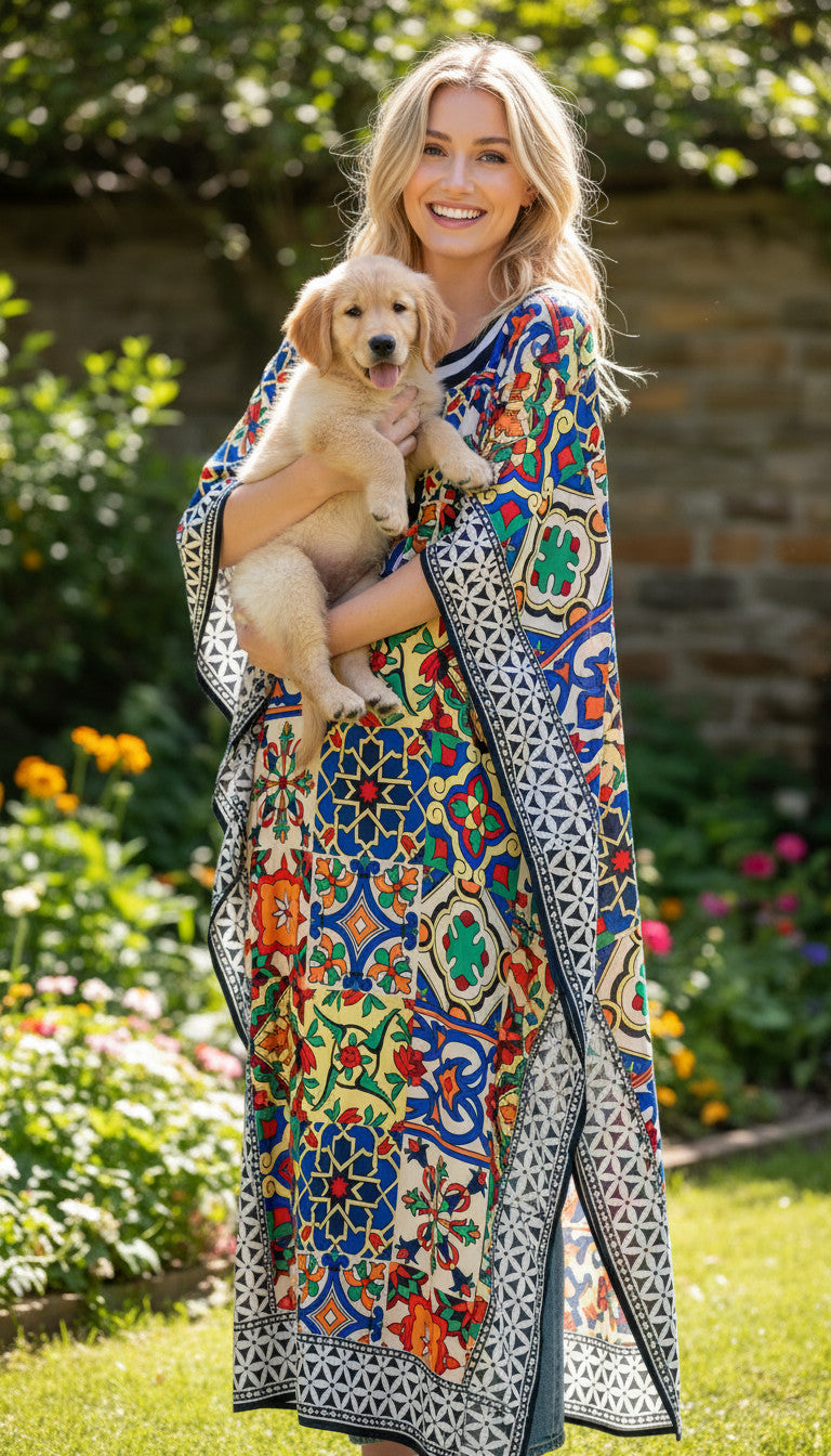 Long Mosaic print Stylish Kaftan dress