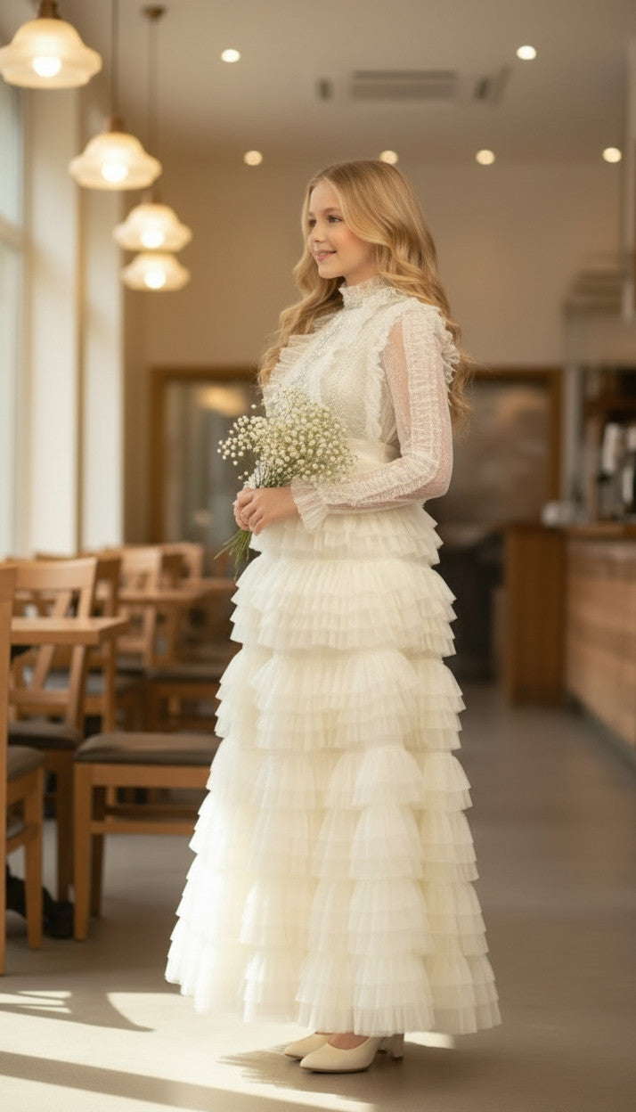 MILA Ruffles Maxi dress-Ivory