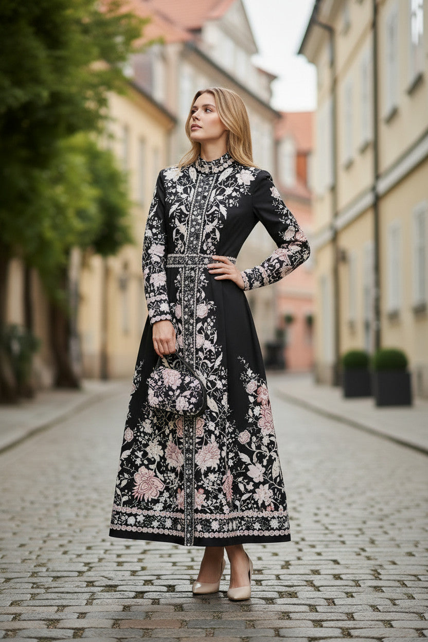 BLOOm Black and white Floral Print Dress