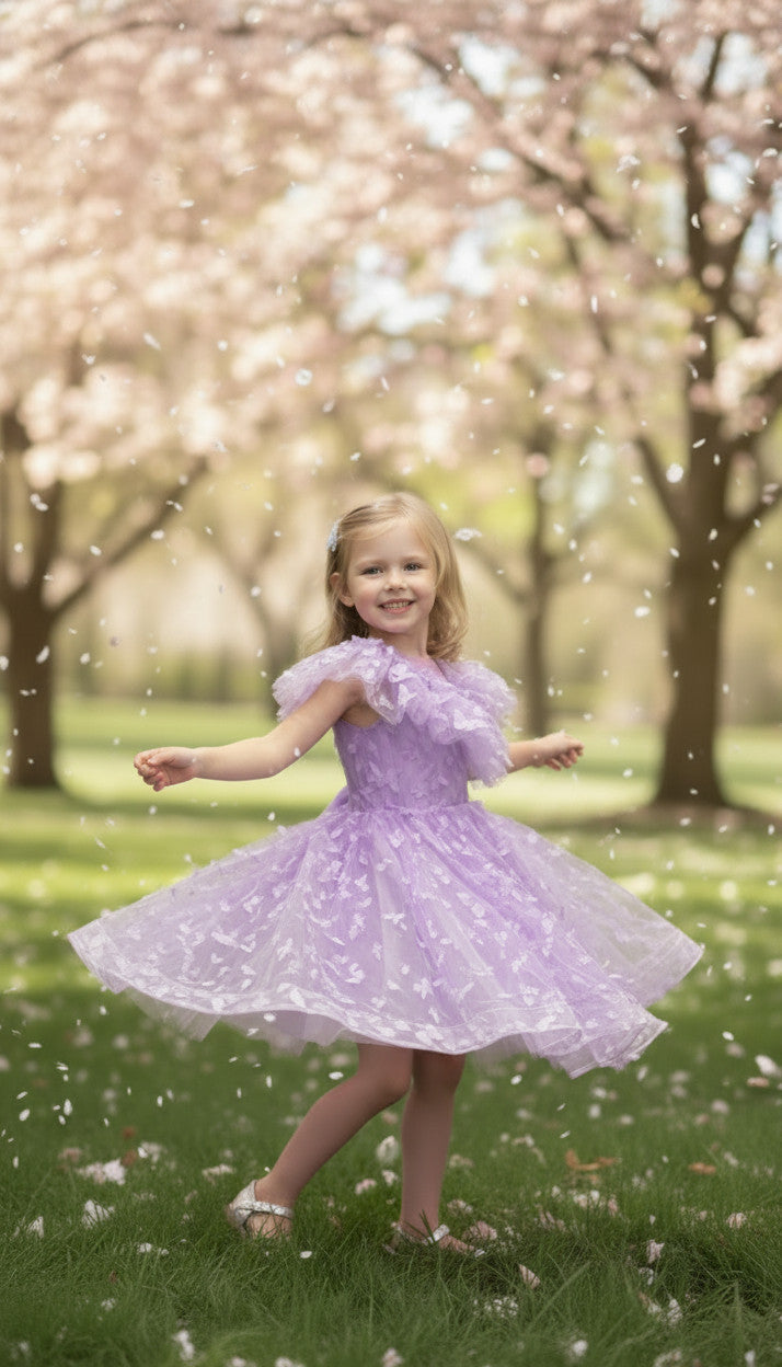 MIA 3D butterfly Glitter puffy Dress (Lilac)
