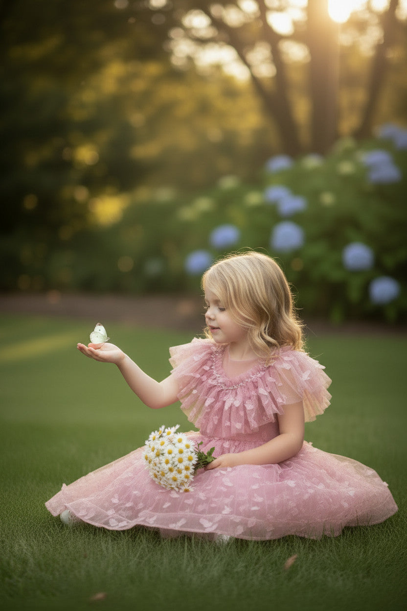 MATILDA 3D butterfly Glitter puffy Dress