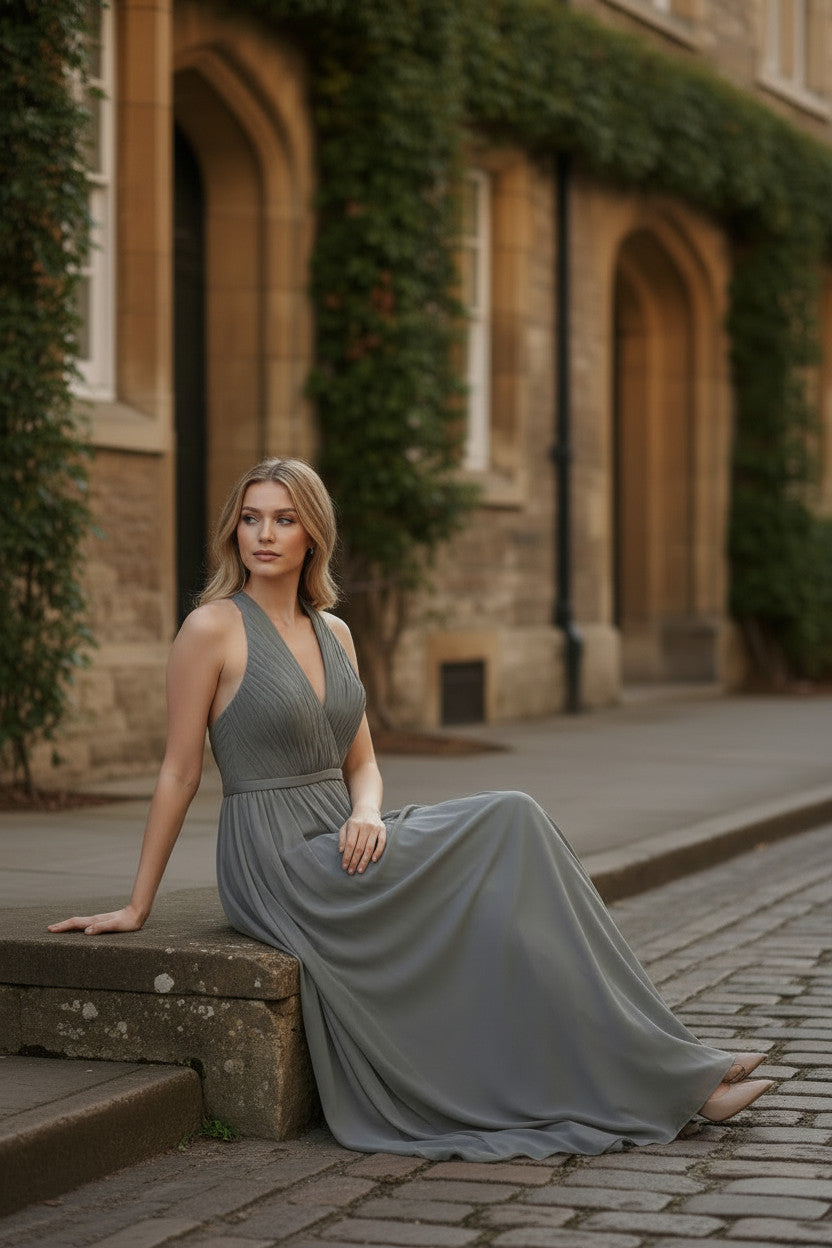 Halter Neck Gown with Handbeading on neck