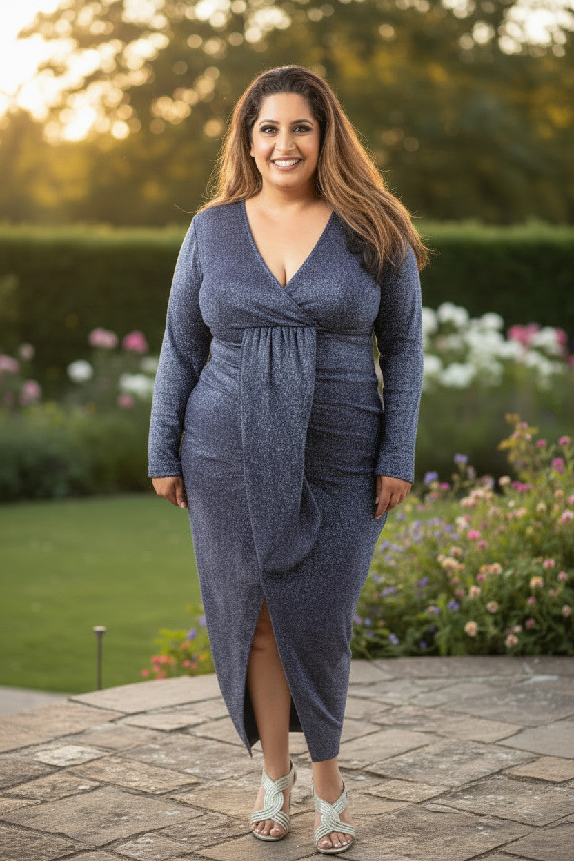 Purple Silver Nancy Shimmer Plus size dress