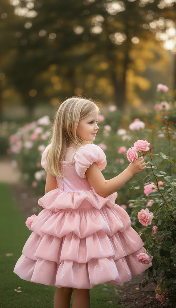 Rosy Tierred Bubble Dress- Dusty Pink