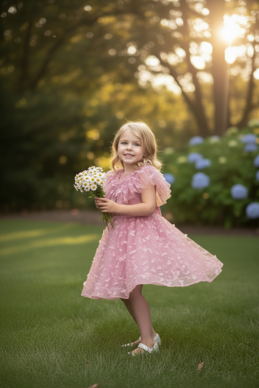MATILDA 3D butterfly Glitter puffy Dress