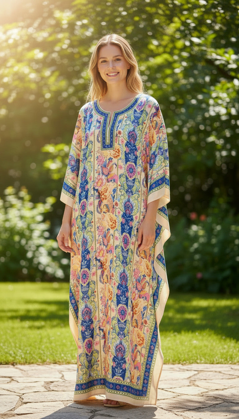 Long Ethnic Polyester Kaftan Dress