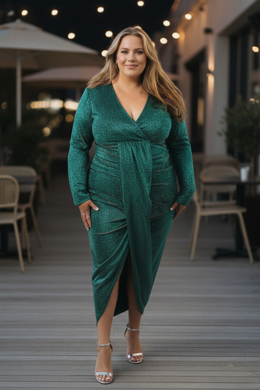 Emerald Nancy Shimmer Plus size Dress