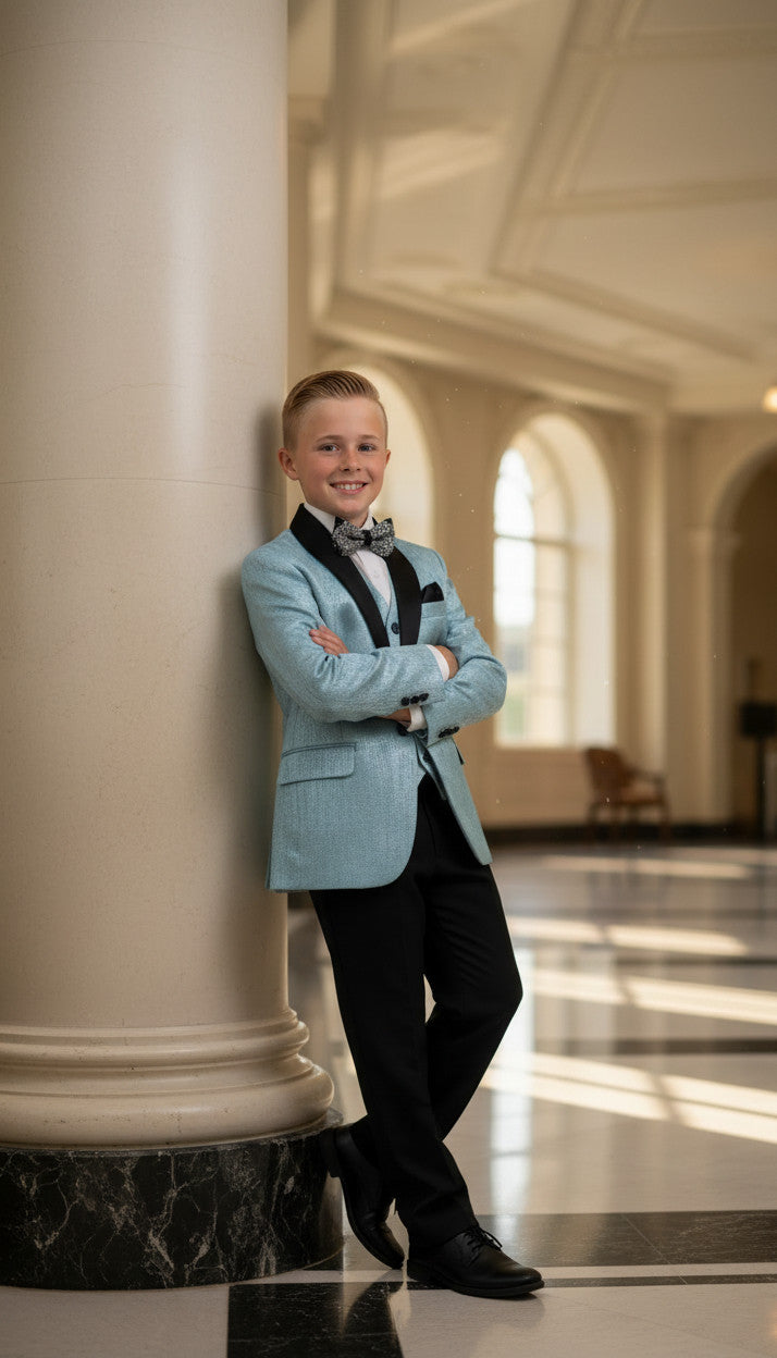 BENJAMIN Sky Jacquard Boys Suit (3 pcs)