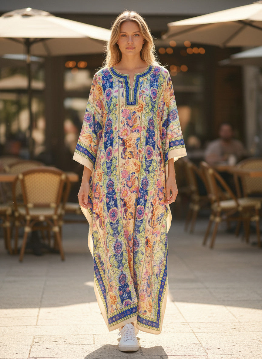 Long Ethnic Polyester Kaftan Dress