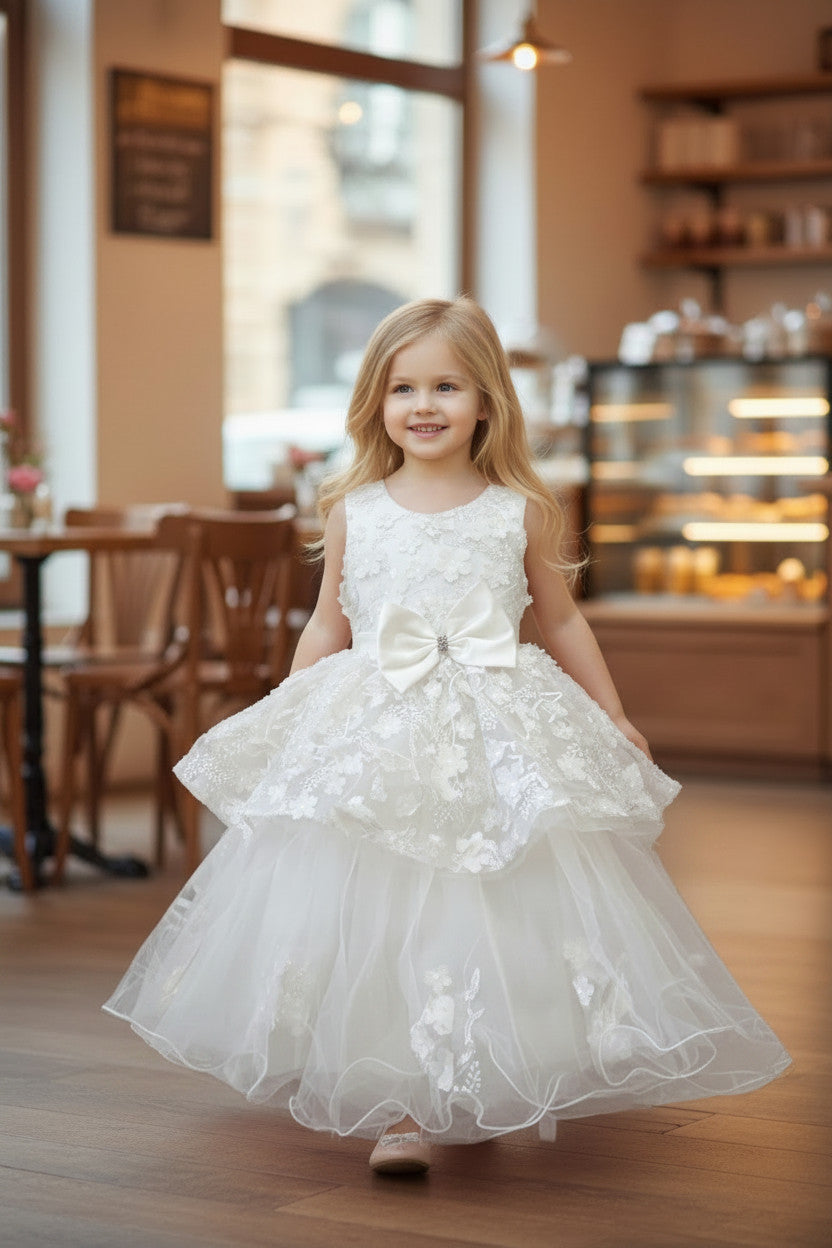 Sienna White Dress with Trail